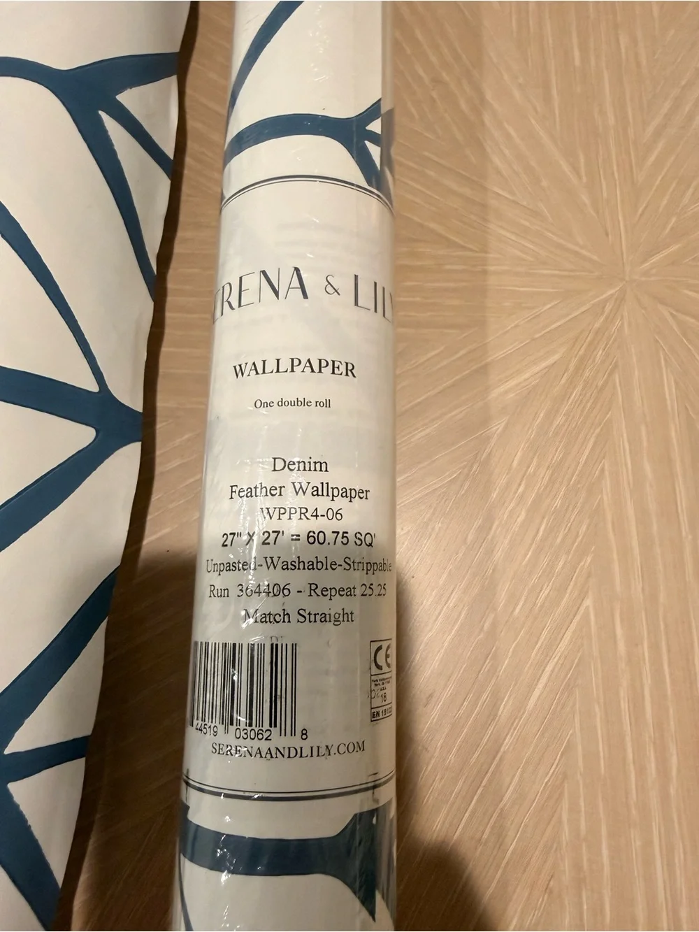 Serena & Lily Denim Feather Wallpaper Rolls (2)